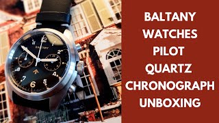 Baltany Watches Pilot Quartz Chronograph Unboxing [upl. by Olonam]