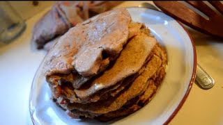 Receta pancakes harina integral y avena rellenos de fresa y platano saludables [upl. by Gasperoni]