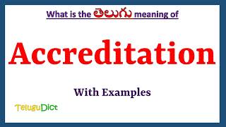 Accreditation Meaning in Telugu  Accreditation in Telugu  Accreditation in Telugu Dictionary [upl. by Favata]