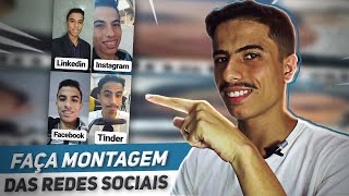 Como fazer MONTAGEM DE FOTOS DAS REDES SOCIAIS Instagram Facebook Linkedin e Tinder [upl. by Akelam719]