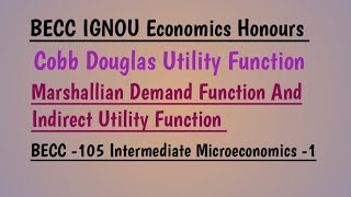 Cobb Douglas Utility Function BECC 105 Intermediate Microeconomics 1 BECC IGNOU Economics Honours [upl. by Carnes]