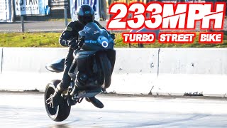 Fastest Street Bike EVER 750HP Turbo GSXR Goes 233MPH in 6 Seconds WHEELIES ACROSS FINISH LINE [upl. by Eidda376]