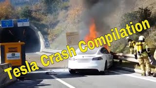 Tesla crash compilation  Battery explosion  Autopilot failure 🚙🚗 [upl. by Oretna]