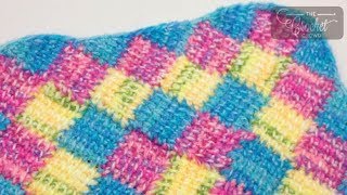 Tunisian Border  Entrelac  BEGINNER [upl. by Nekcarb]