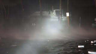 Hurricane MILTON Smashes into Venice Florida  Storm Surge Roaring in  Roofs Coming off 10092024 [upl. by Oivalf]