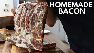 Real Easy Homemade Bacon  How To Cure Bacon At Home with and without sodium nitrate [upl. by Ymas672]