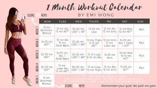 1 MONTH WORKOUT CALENDAR TO LOSE WEIGHT AND GET FIT  10 min FAT BURNING HIIT Full Body Workout [upl. by Occor]