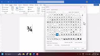 How to type fraction three quarters3⁄4 in Word [upl. by Anoynek936]