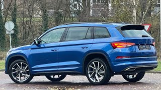 Skoda NEW Kodiaq 2022 Sportline in 4K Race Blue Metal 20 Inch Vega Walk around amp detail inside [upl. by Adnilreb847]