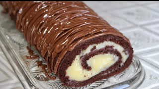 ❅ Recette de gâteau roulé chocolatcrème pâtissière ❅ Prêt à être dégustée en 30 minutes [upl. by Eronel257]