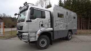 LKW 4x4 Allrad Wohnmobil 4x4 Bimobil MAN TGM 13290 Roomtour 370000 €  geniale Offroad Qualität [upl. by Kerwon]