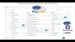 DataTable InlineEditing using PHP Mysqli jquery ajax and XEditable [upl. by Mac]