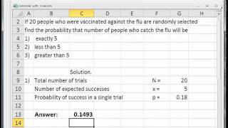 Solve Binomial Distributions Problems with Excel [upl. by Tullusus79]