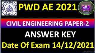 PWD AE EXAM 14122021 TECHNICAL CIVILENGINEERING PAPER2 ANSWER KEY [upl. by Eselehs23]