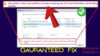Setup was unable to create a new partition or locate an existing one FIX [upl. by Aniroc]