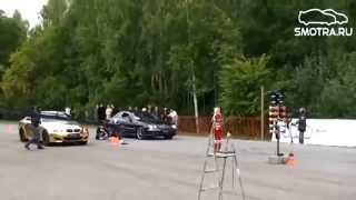 Drag Racing BMW M5 gold Эрик Давидыч Драг рейсинг гонки в Москве 2015 бумер золотая бмв М5 Давидыч [upl. by Hildegaard]