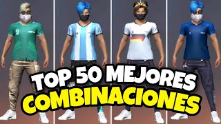 TOP 50 MEJORES COMBINACIONES DE ROPA CON LAS quotCAMISETAS DEL MUNDIALquot  FREE FIRE [upl. by Anerok]