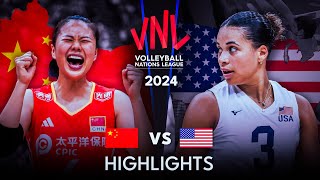 🇨🇳 CHINA vs USA 🇺🇸  Highlights  Womens VNL 2024 [upl. by Arev]