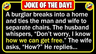 🤣 BEST JOKE OF THE DAY  A burglar breaks into a home and holds the husband  Funny Daily Jokes [upl. by Nahshon560]