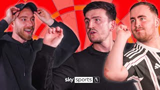 Maguire and Eriksen TAKE ON Littler in darts challenge 👀🎯 [upl. by Stacee]