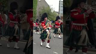 Band of the Royal Regiment of Scotland marching during 2022 Linlithgow Marches in Scotland shorts [upl. by Goldberg]