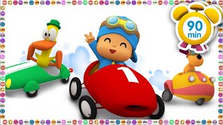 A Great Car Race Learn the Colors amp Vehicles Colorful Cars 90 min Full Episodes VIDEOS amp CARTOONS [upl. by Nauqel]