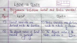 Difference between Local and Static variable  Local variable Vs Static variable [upl. by Brackett]