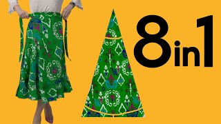 Cut in 5 Minutes Wear in 8 Different Styles Very Easy Wrap Skirt Sewing [upl. by Sirod]