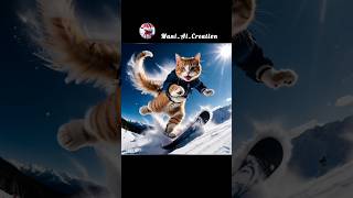 cat skiing adventure 🩵🌊🥶 viral cat cuteanimal catlover poorcat cutecat [upl. by Iahs]