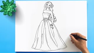 Barbie Doll Drawing Tutorial for Beginners Barbie [upl. by Aisyat378]