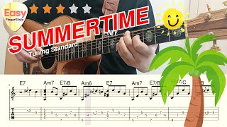 💗 Summertime 💗 Easy Jazz Fingerstyle Guitar Tutorial  TABChords  Jazz Guitar Chord Melody  재즈기타 [upl. by Abbey]