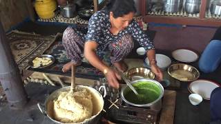 Kutumsang helambu eating dough  Dhendo with Nettle soup  Sisno2 [upl. by Rehportsirhc630]