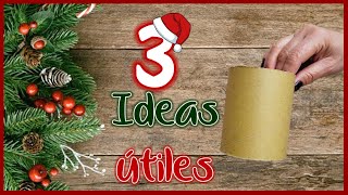 3 IDEAS ÚTILES CON TUBO GRANDE DE CARTÓN  Manualidades navideñas con reciclaje  Christmas Crafts [upl. by Schwejda]