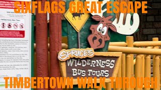 SixFlags Great Escape  Timbertown Walk Through [upl. by Annirtak920]