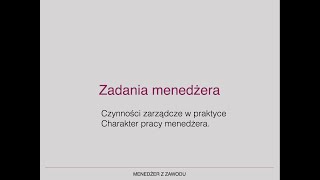 5 Zadania menedżera [upl. by Hyatt]