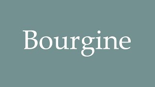 How to Pronounce Bourgine Bourgine Correctly in French [upl. by Smalley]