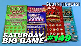 SAT BIG GAME 149 50X THE CASH JEOPARDY TRIPLE 777 FL Lottery Scratch Tickets [upl. by Yojenitsirk728]