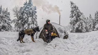 Hot Tent Camping In Snow [upl. by Larret408]