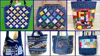 Most Exoctic Denim Handmade Patch work Bags Design ideas 2024 [upl. by Cirde]