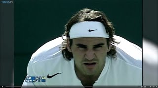 Roger Federer v Lleyton Hewitt in 2005 final  best Indian Wells rally ever [upl. by Enilram811]