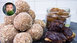 3 köstliche Rezepte aus Datteln Dattelmus Dattelpraline gefüllte Datteln  Vegane Rezepte [upl. by Dej]