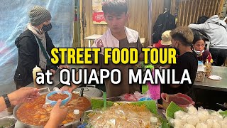 FILIPINO STREET FOOD  RAINY AFTERNOON TOUR at QUIAPO MARKET MANILA  Philippines Street Food Tour [upl. by Leahci245]