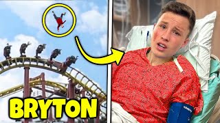 Bryton fell off the roller coaster then Ninja Kidz TV [upl. by Hassin]