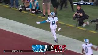 Jameson Williams 42 yd TD vs 49ers gives Lions 7  0 lead vs 49ers NFC championship game [upl. by Walford941]