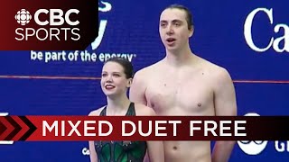 Watch as Joel Stroeder amp Kiara Kroetsch finish first at the Canadian Artistic Swimming Championships [upl. by Acireed]