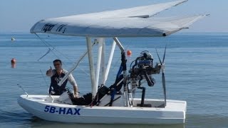 Amphibious Ultralight Takeoff Low Flying over Limassol and Water Landing  A Flying Boat [upl. by Novoj813]