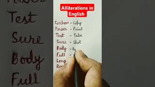 Alliteration Examples shorts english vocabulary [upl. by Lemra]