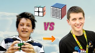 2x2  7x7 Rubiks Cube Race Feliks Zemdegs vs Feliks Zemdegs [upl. by Roderigo]