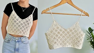 Crochet Floral Square Top Tutorial  Chenda DIY [upl. by Cathy]