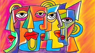 Cubism Picasso inspired Abstract portrait  Cubism art lesson for kids  How to draw Cubism faces [upl. by Neelac]